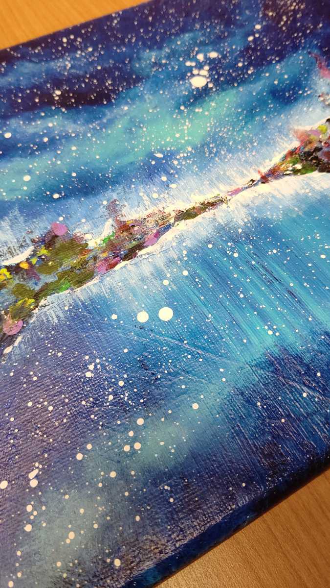 新藤淑子【神秘の湖】1点物。原画。真作。キャンバスF3号。直筆