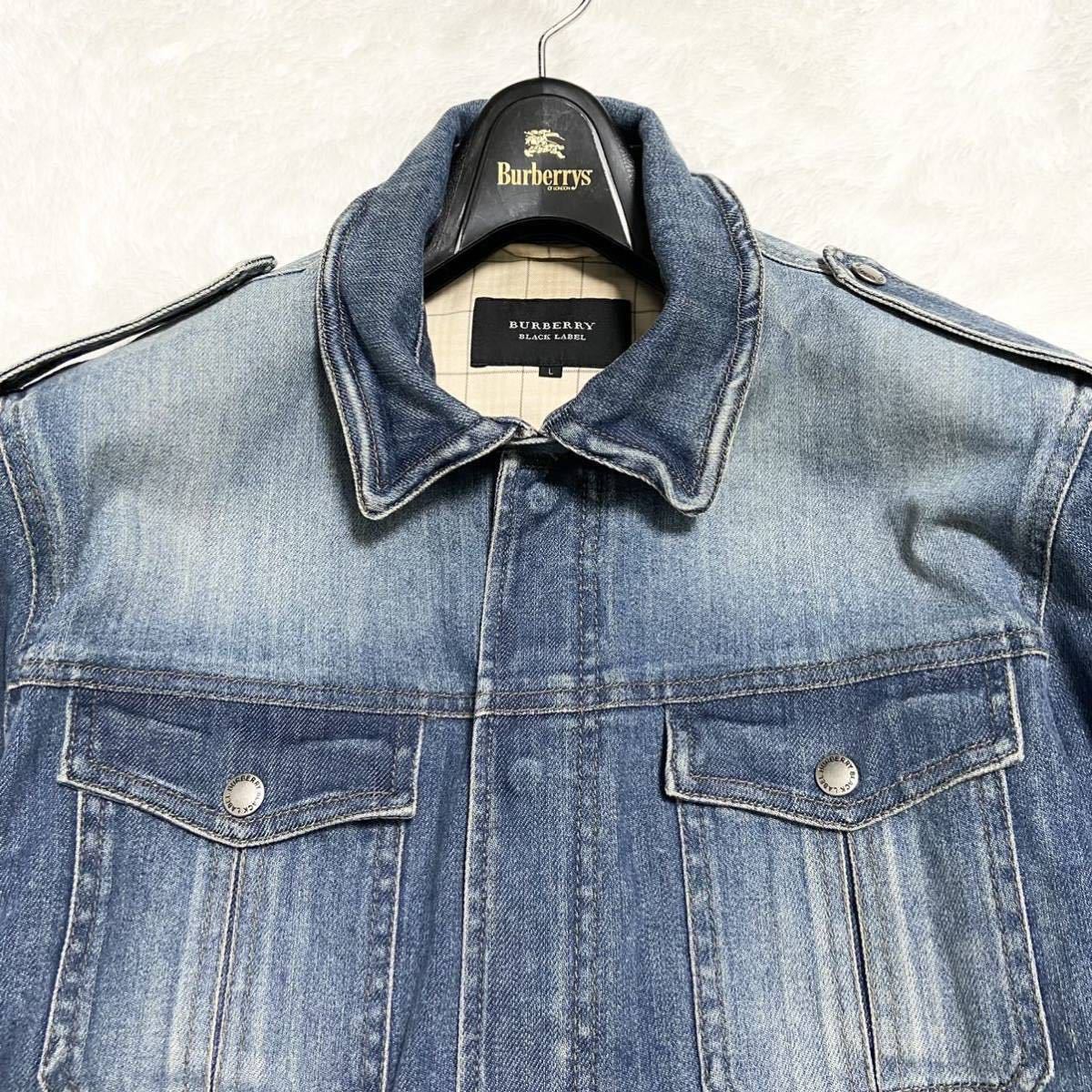 希少L 美品 BURBERRY BLACK LABEL ビンテージ加工 ノバチェック 