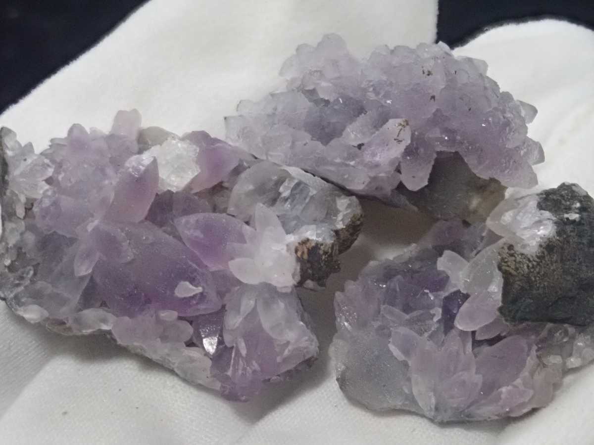 原石 紫水晶 インド産 国産鉱物 アメシスト(紫水晶) [和 3個入 インド産