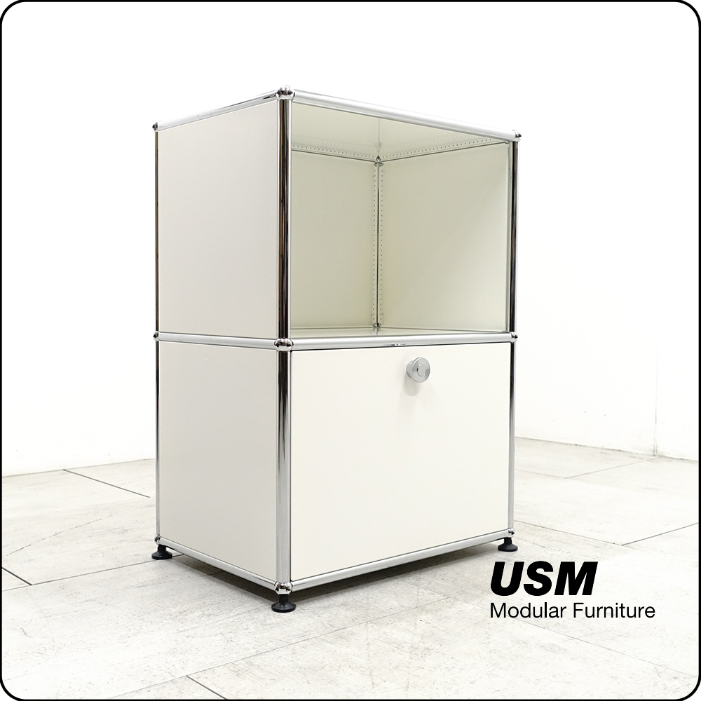 全国無料，低価 USM Haller USMハラー/ 2段 サイドキャビネット ドロップダウンドアユニット 白 モジュラー収納 約12万(キャビネット、デスクワゴン)｜売買されたオークション情報、yahooの商品情報をアーカイブ キャビネット、デスクワゴン