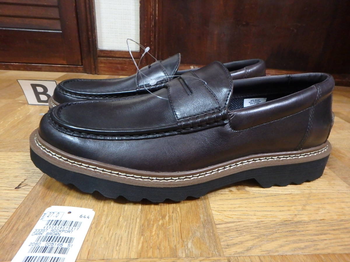 HOT，限定セール ROCKPORT ロックポート〓27cm B ペニーローファーレザーシューズ PEIRSON PENNY KEEPER〓濃茶レザー 展示品 CH5165(27.0cm)｜売買されたオークション情報、yahooの商品情報をアーカイブ公開 - オークファン 27.0cm
