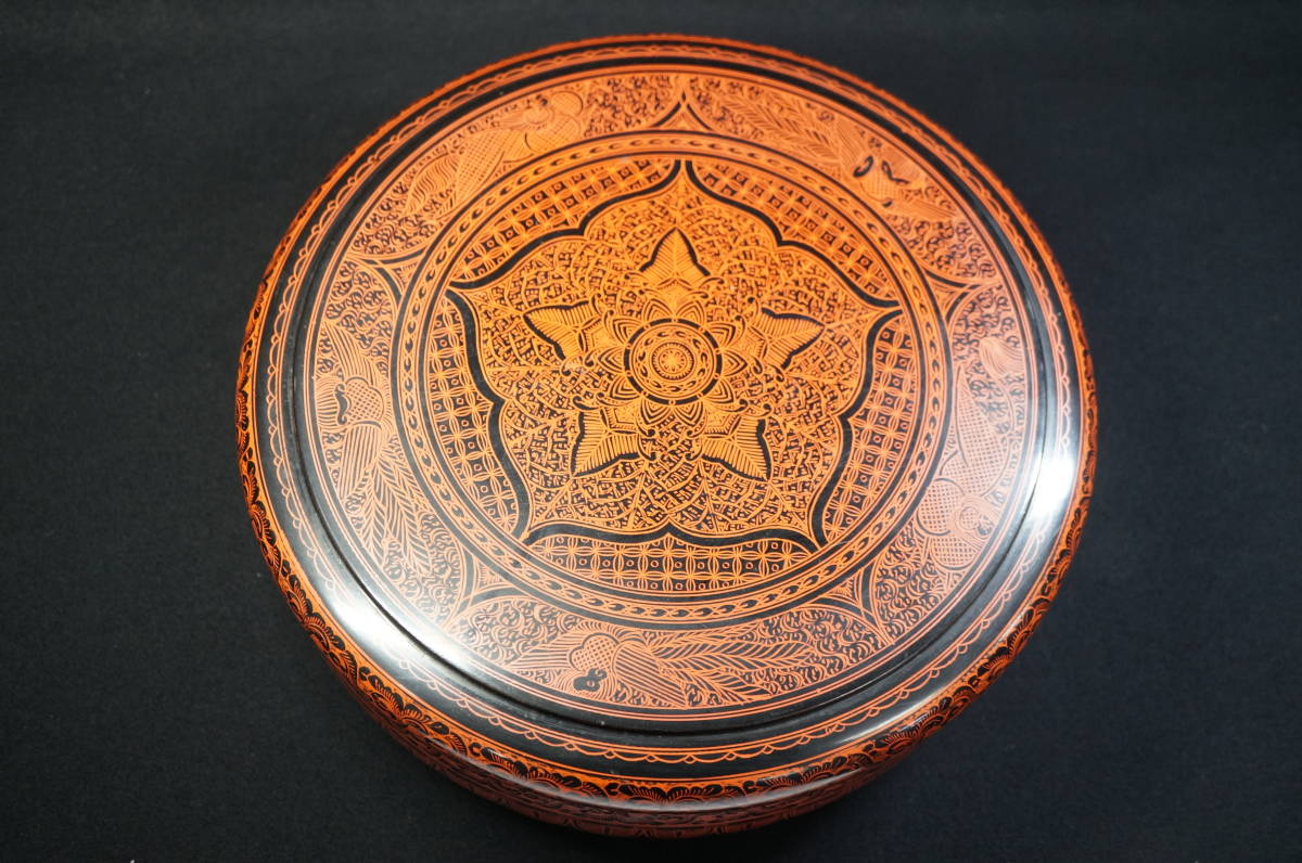 香川漆器】蒟醤 茶櫃 直径約29.7㎝ 茶道具 菓子櫃 菓子入れ 小物入れ  