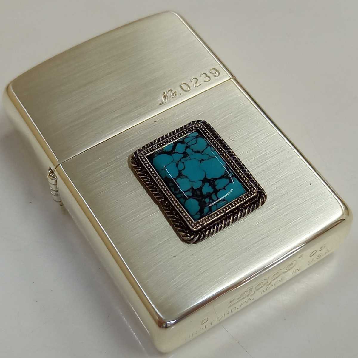 1円スタート 未使用 ZIPPO ライター ターコイズ トルコ石 2005年 2006 
