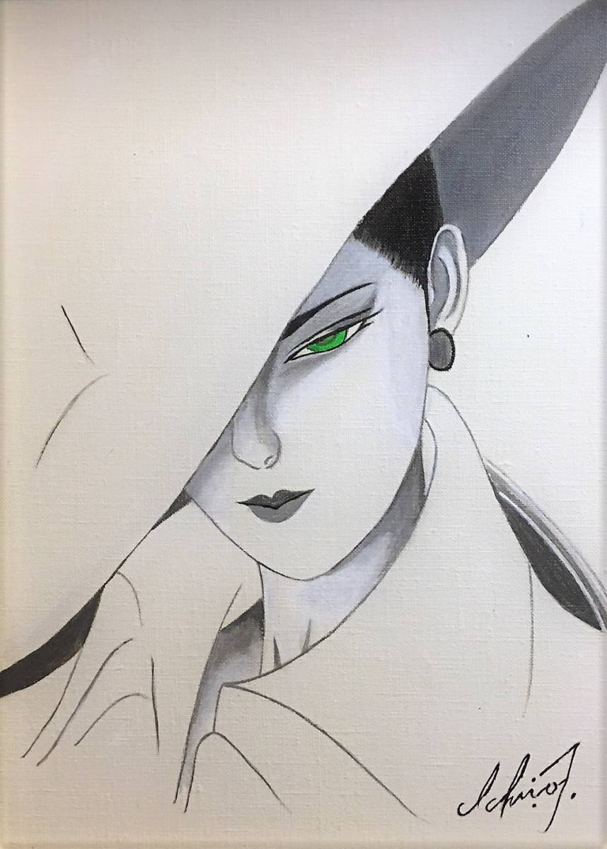 蔵出□鶴田一郎□ 美人画《Cool Beauty》クールビューティー□肉筆画