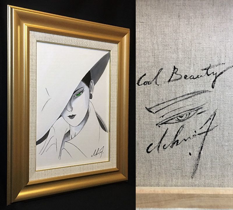 蔵出□鶴田一郎□ 美人画《Cool Beauty》クールビューティー□肉筆画