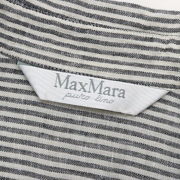 白タグ◇Max Mara/マックスマーラ リネン ストライプ柄 長袖 シャツ