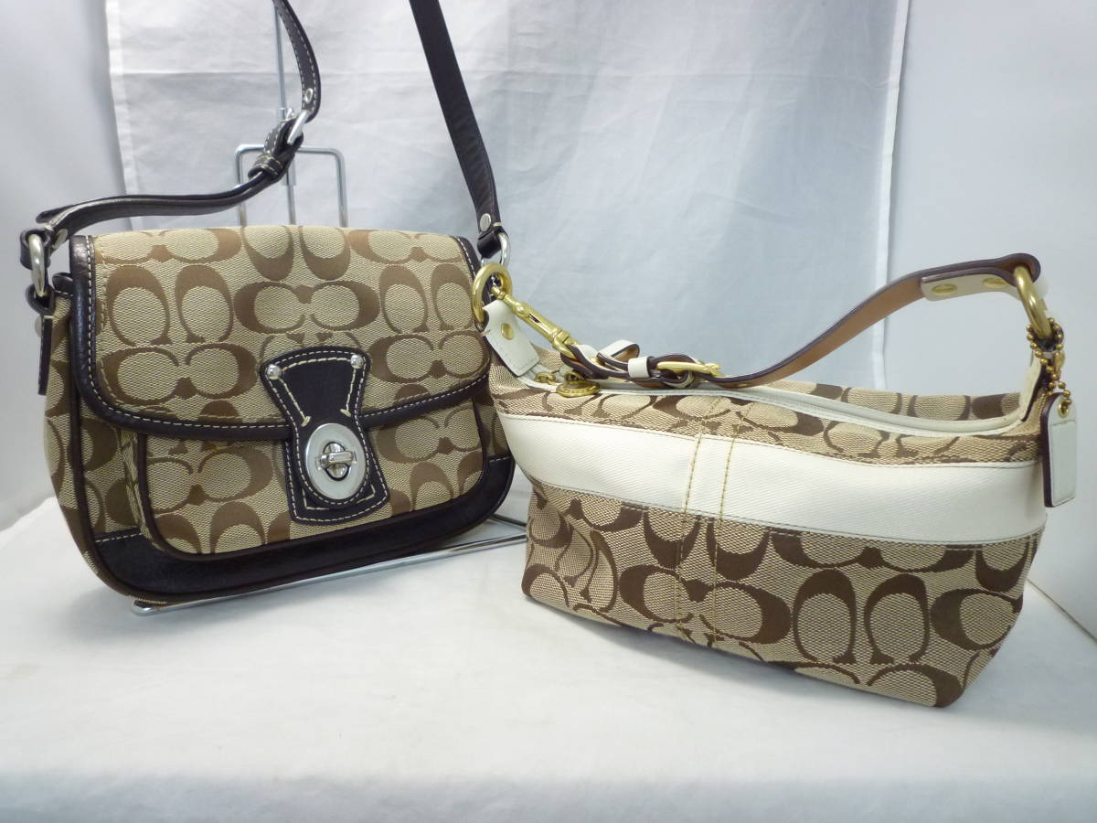 即決有り!! COACH コーチ シグネチャー ショルダーバッグ F13790＆ 