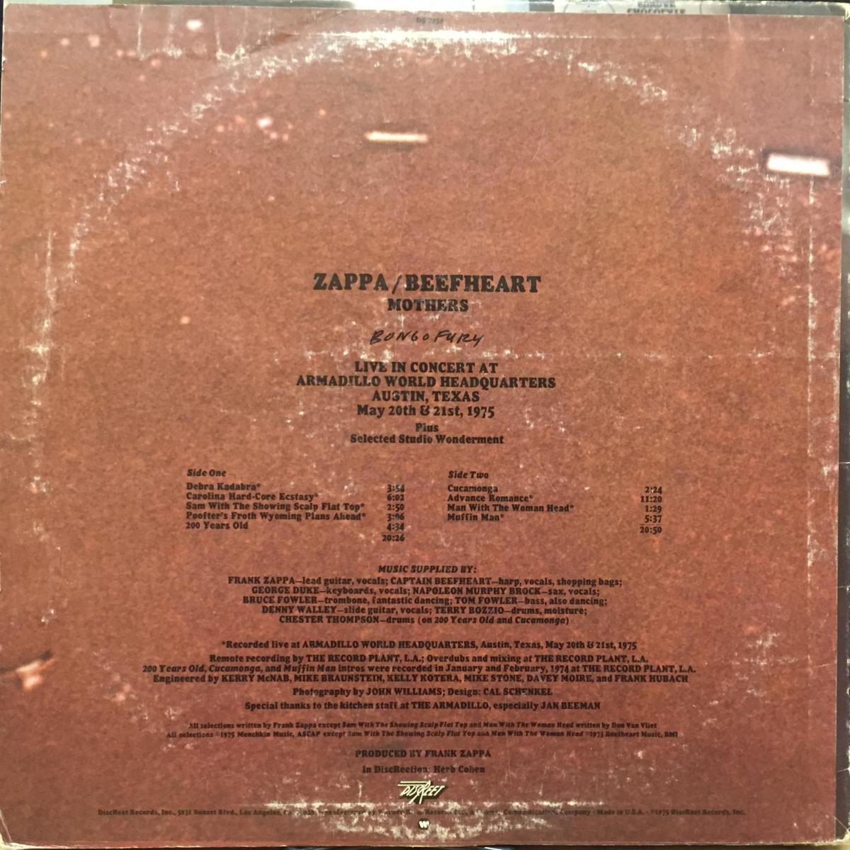 Frank Zappa Captain Beefheart - & and Bongo a The Fury 