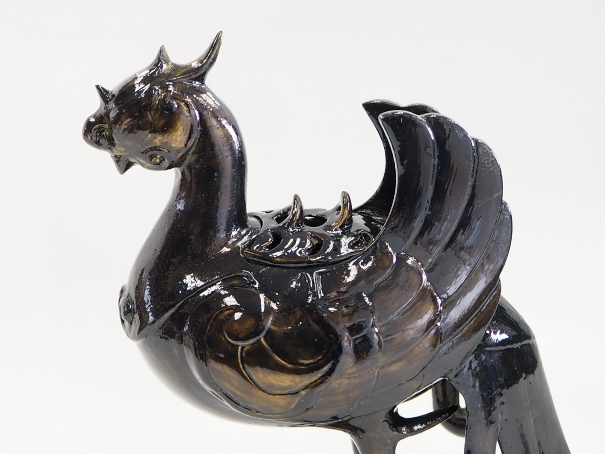 【 銅製 鳳凰 香炉 置物 高さ20cm 幅29cm 】高岡銅器 鳳皇 瑞鳥 (銅製