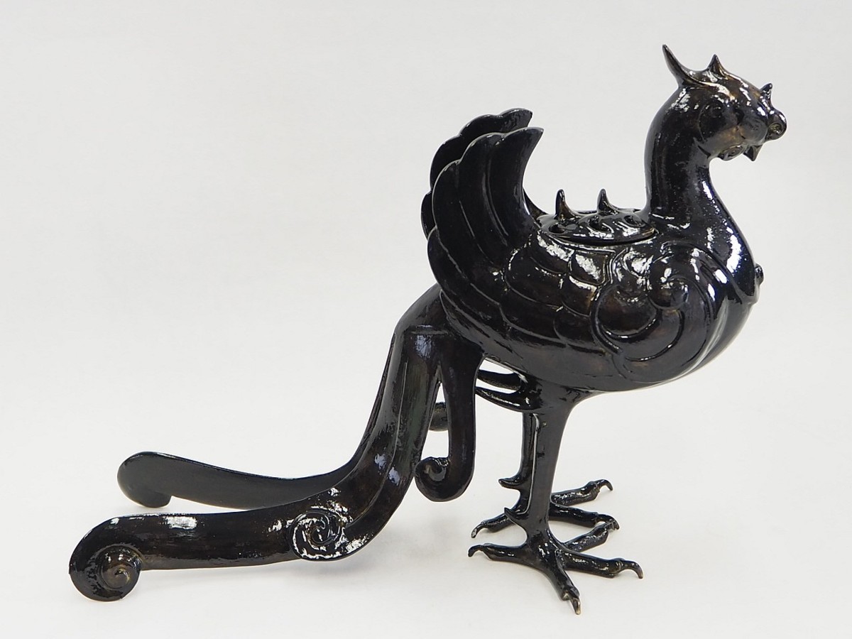 【 銅製 鳳凰 香炉 置物 高さ20cm 幅29cm 】高岡銅器 鳳皇 瑞鳥 (銅製