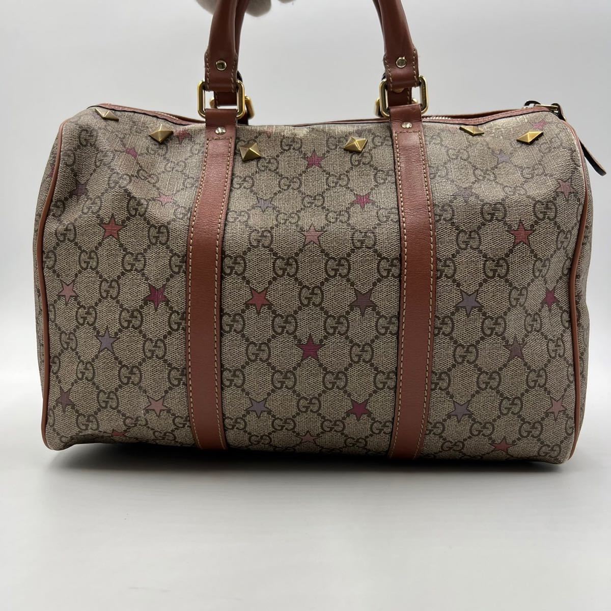 1円~ 希少 GUCCI グッチ ミニボストン ハンドバッグ gg柄 PVC ロゴ
