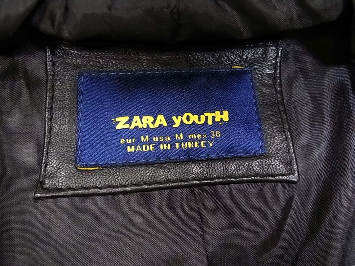 ◎ザラ レザージャケット 羊革 ラムレザー メンズ ZARA ジップ 