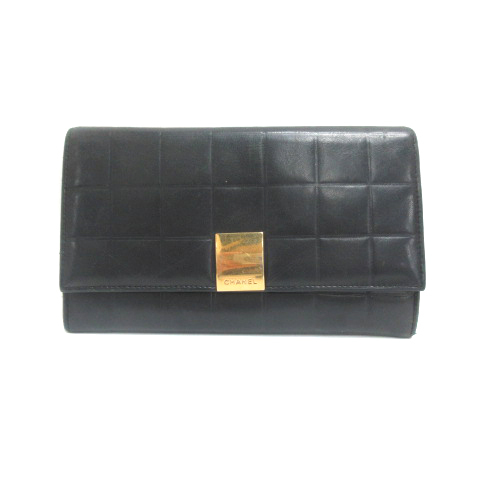 限定セール，SALE シャネル CHANEL チョコバー 長財布 ロングウォレット ラムスキン レザー 黒 ブラック レディース(女性用財布)｜売買されたオークション情報、yahooの商品情報をアーカイブ公開 - オークファン 服飾小物