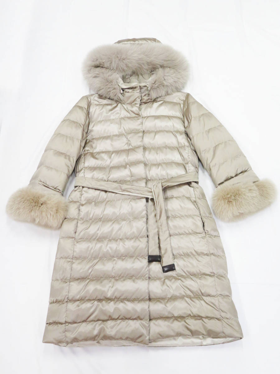 S MaxMara The Cube Fox Fur Hood Cuffs Padded Coat 40 エス マックス