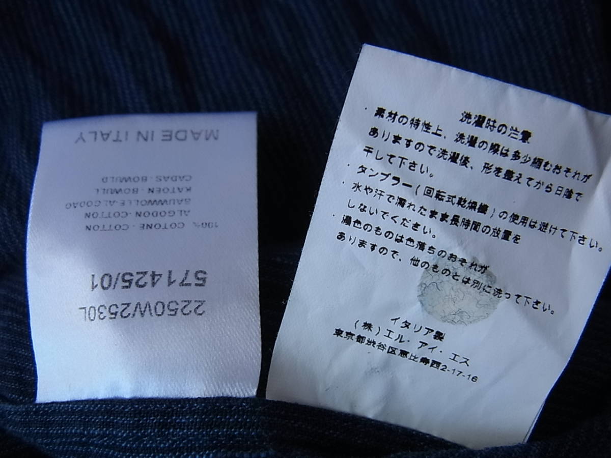 GUY &frasl; ROVER ストライプ柄ワイドカラー コットン100% グレーxネイビー GUY ROVER ギ ローバー　ストライプ柄　ワイドカラーシャツ　サイズ L MADE IN ITALY