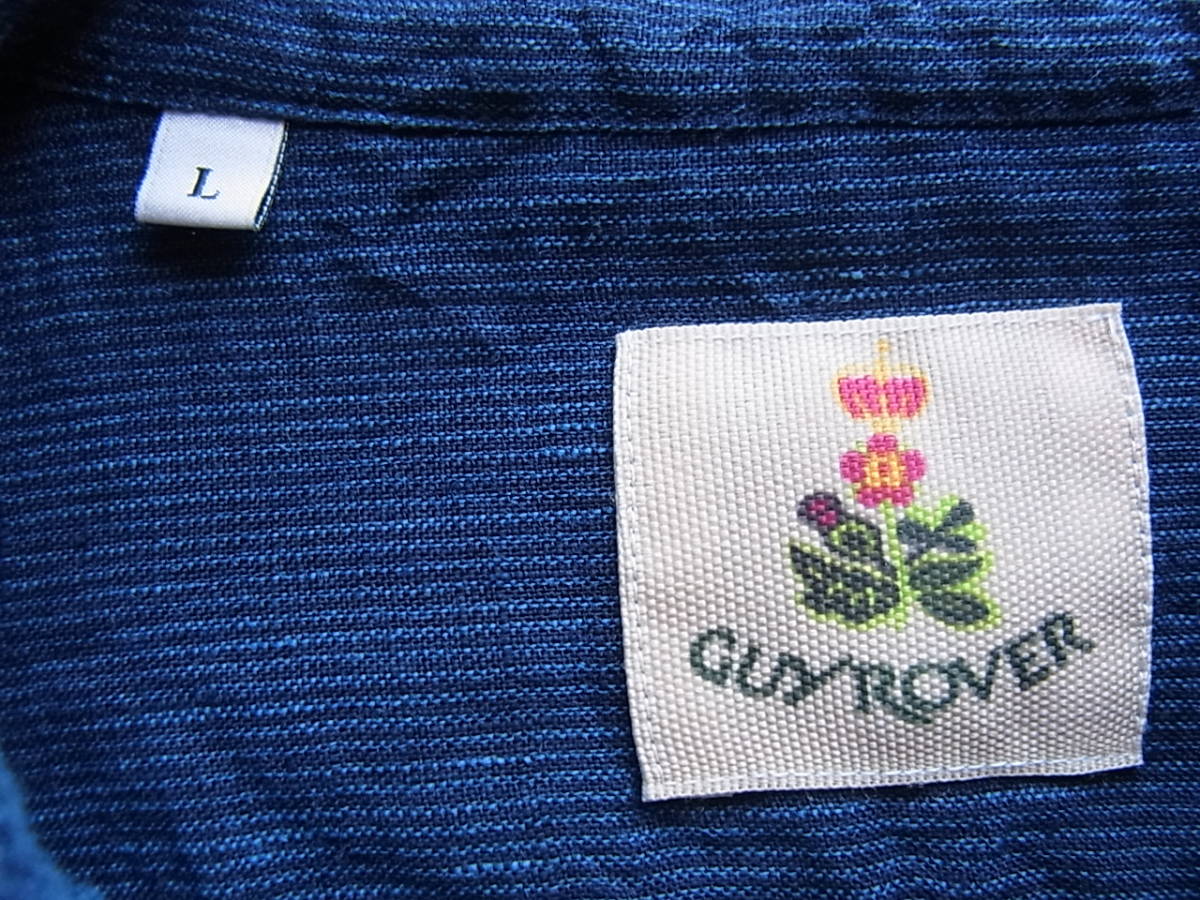 GUY &frasl; ROVER ストライプ柄ワイドカラー コットン100% グレーxネイビー GUY ROVER ギ ローバー　ストライプ柄　ワイドカラーシャツ　サイズ L MADE IN ITALY