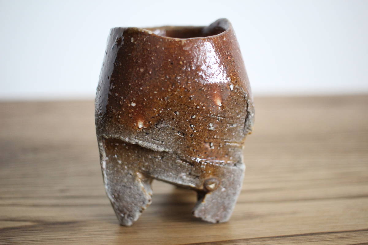 ★備前焼/名工！『隠崎 隆一』造！備前 酒呑/酒器/ぐい呑！共箱/共布/栞付★ ☆備前焼/名工！『隠崎 隆一』造！備前 酒呑/酒器/ぐい呑！共箱/共布