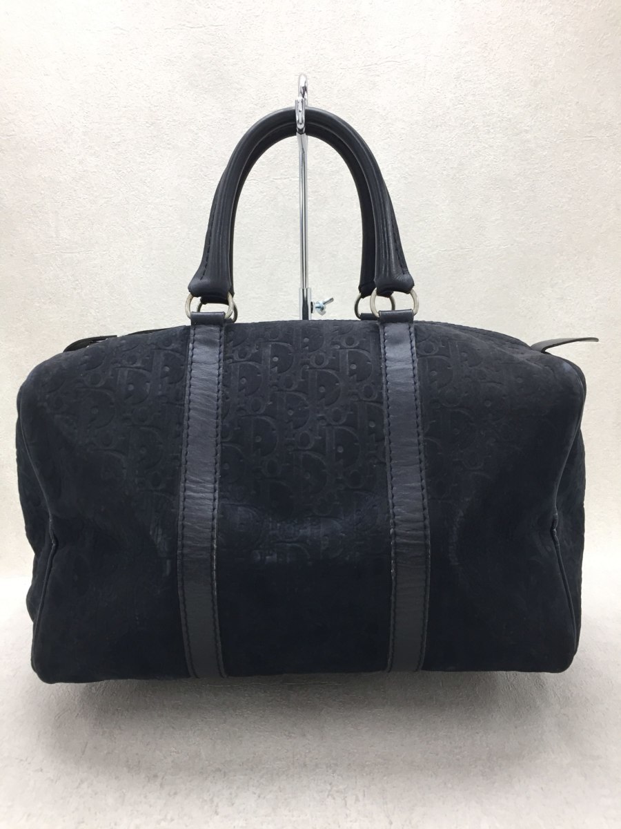 Christian Dior◆ハンドバッグ/-/BLK/ブラック/トロッター/ヤケ・スレ・ヨゴレ有/ミニボストン/ユニセックス