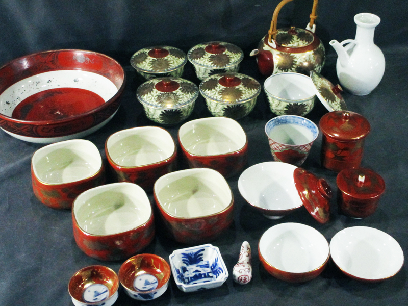 大日本永楽造 古美術 赤絵金襴手 染付急須 骨董品 2712 九谷焼 永楽