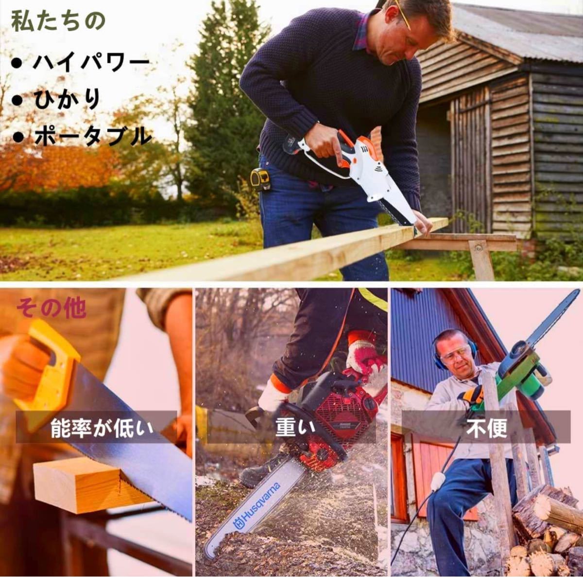充電式チェーンソー 21V充電式ミニチェーンソー小型電動のこぎり電動