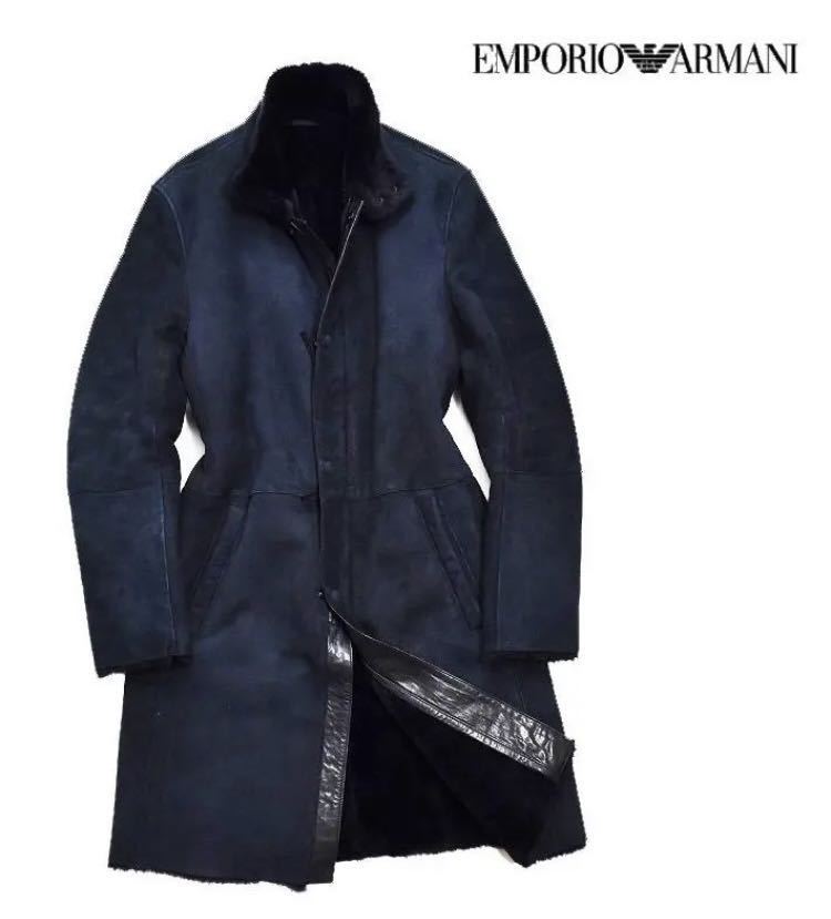 【人気SALE，セール】 EMPORIO ARMANI エンポリオアルマーニ ムートンコート レザージャケット レザーコート 44 ネイビー(コート)｜売買されたオークション情報、yahooの商品情報をアーカイブ公開 - オークファン 男性用
