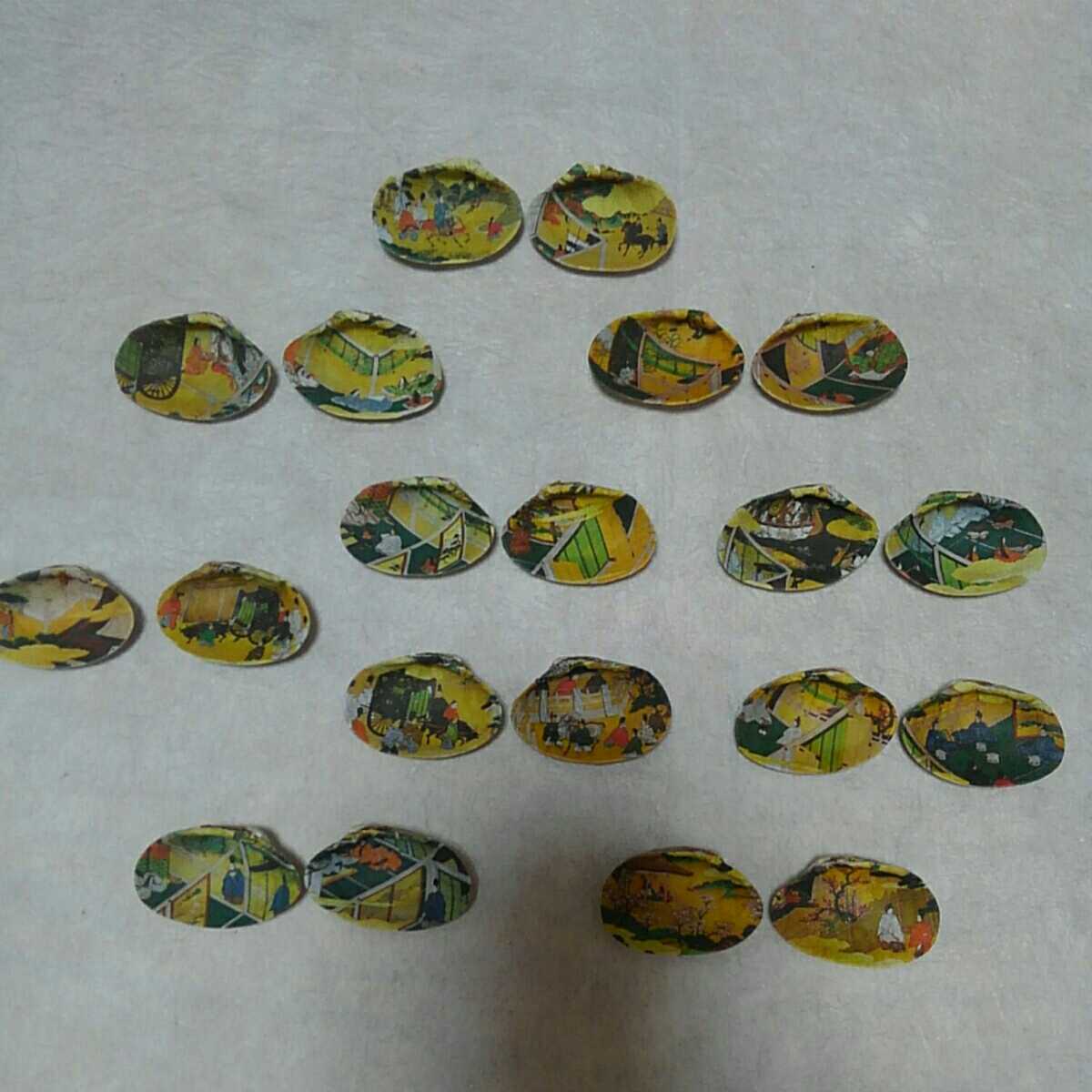貝合わせ 10組20枚 源氏物語絵巻 3.5×2.5センチ 王朝玩具 インテリア