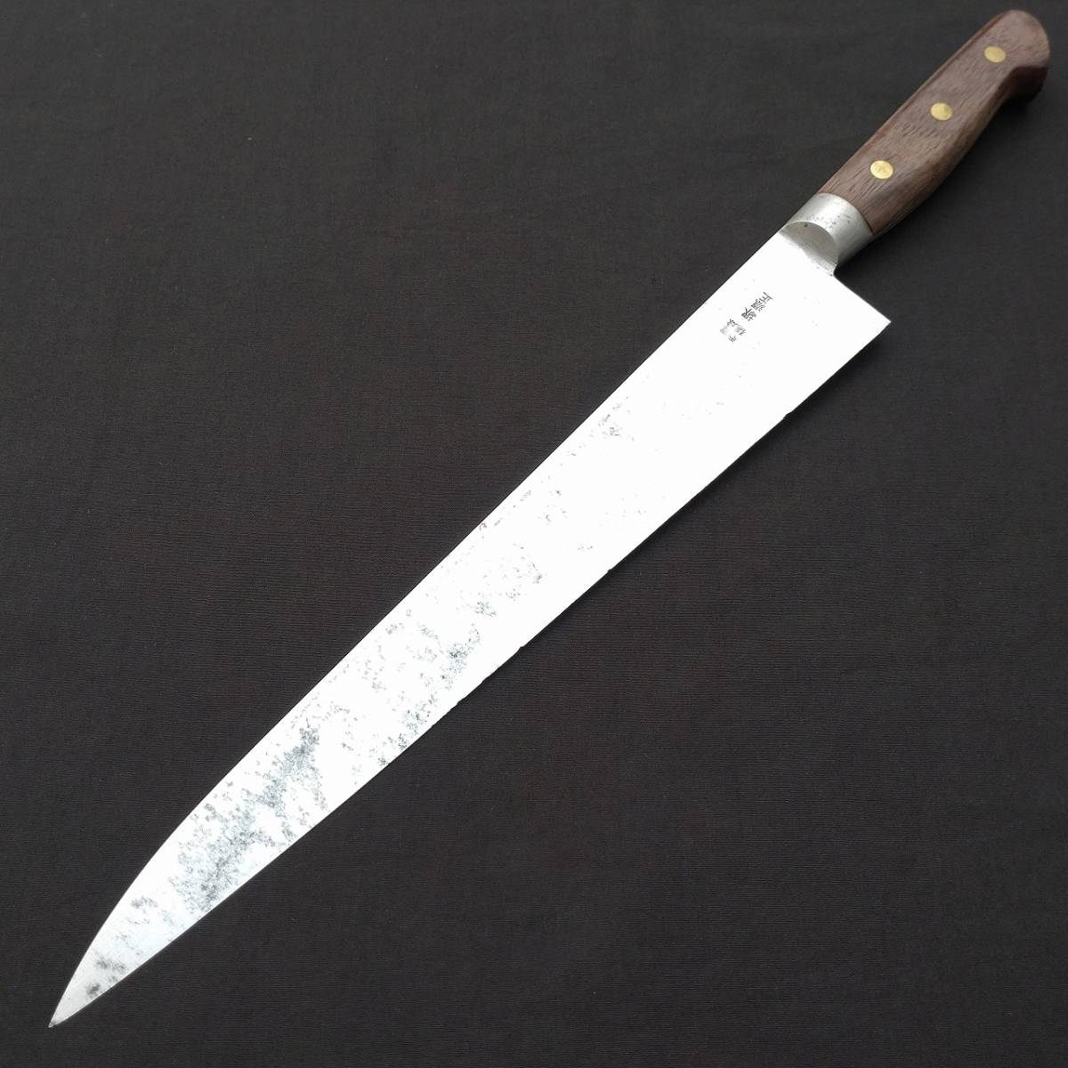 城山刃物製作所黒檀柄切り付け包丁刃長220mm