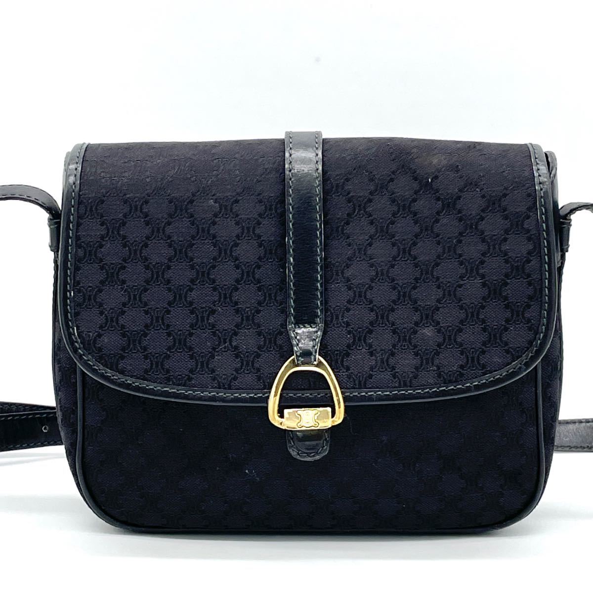 1円 美品 CELINE セリーヌ トリオンフ マカダム ブラゾン キャンバス 