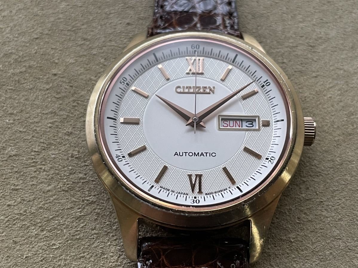 稼働 CITIZEN メンズ腕時計 自動巻き 裏スケ チタニウム デイト 軽量