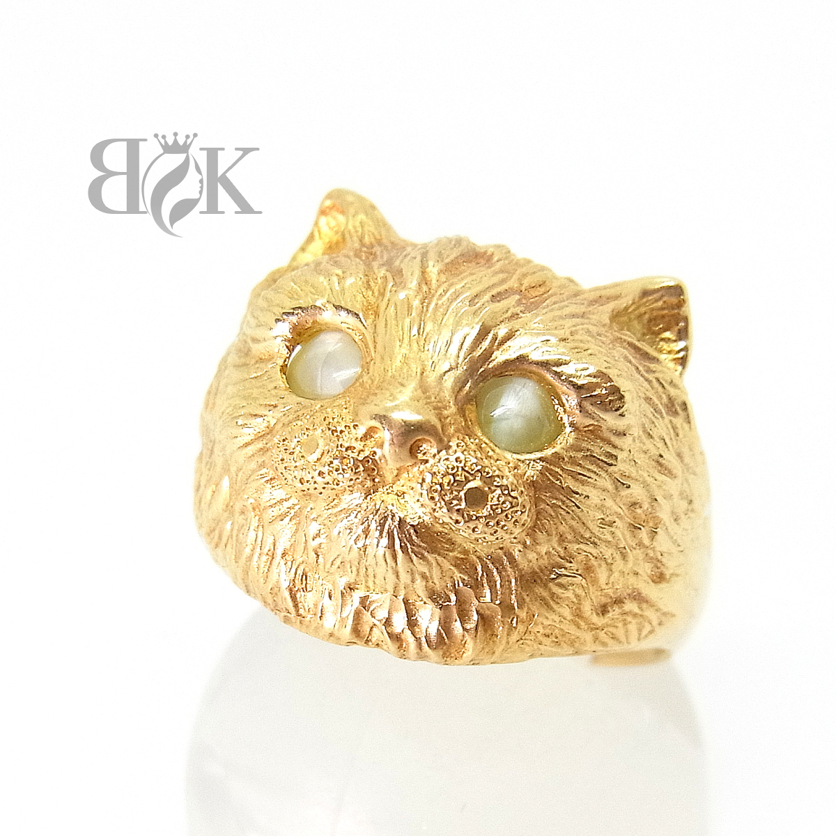 K18 猫モチーフ キャット リング 11号 15.6mm 5.3g ゴールド 指輪 