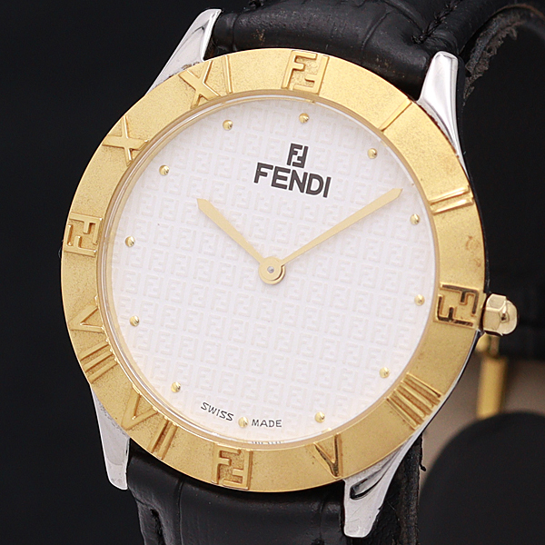 1円◆稼働◆正規良品【フェンディ】QZ 2000G 白文字盤 ボーイズ/メンズ腕時計 A0206927
