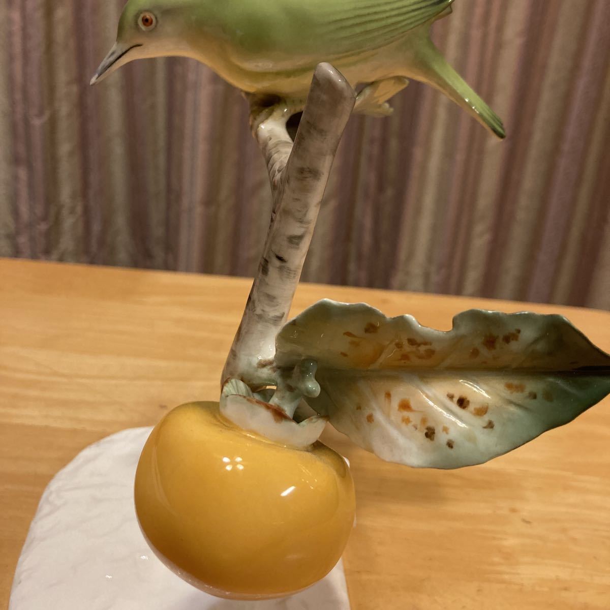 Noritake ノリタケ Studio collection メジロ 鶯 柿 置物 鳥 野鳥