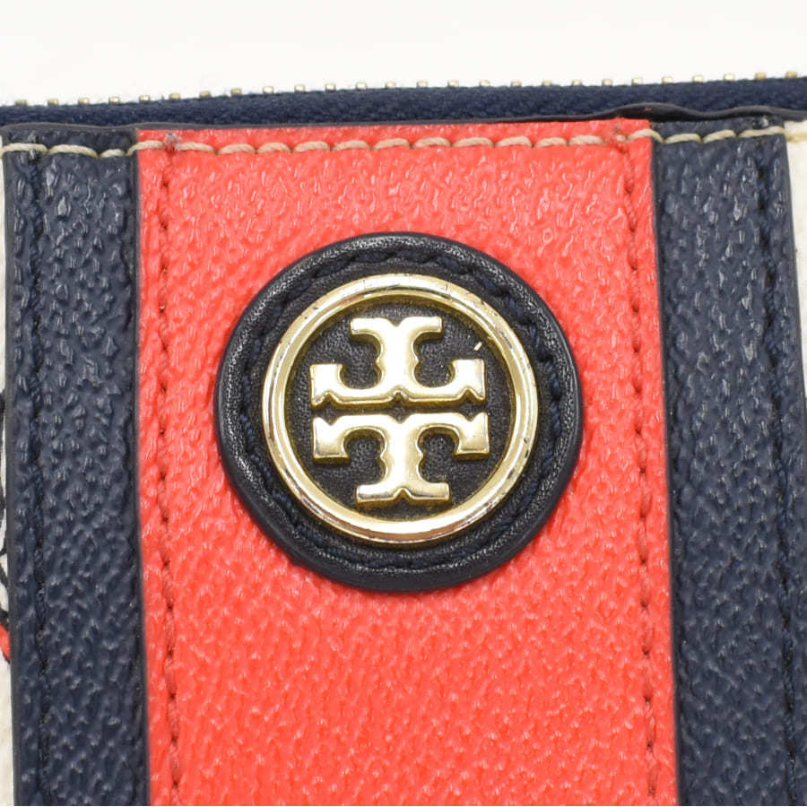 Tory Burch 長財布 ネイビーレッドホワイト ストライプ