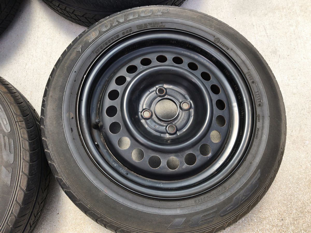 ホンダ15インチ PCD100 4穴 鉄ホイール 4本 シビック フィット 