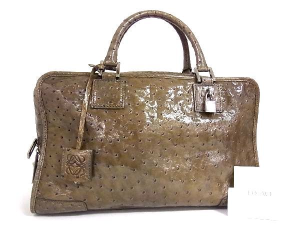 1円 □極上□本物□ LOEWE ロエベ 2008年限定 オーストリッチ ボストン
