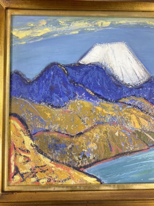 油彩 鬼頭正人 富士山 1964年 行動美術展会員 アメリカ 活躍 鮮烈な
