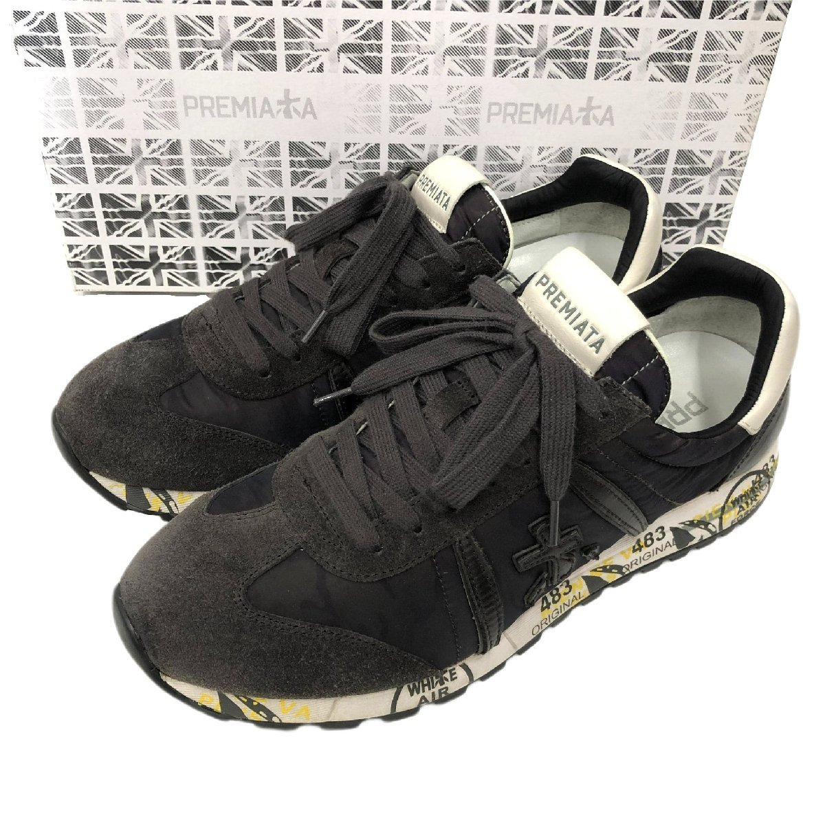 PREMIATA WHITE - LUCY 2462 CAMOUFLAGE LEATHER SNEAKERS