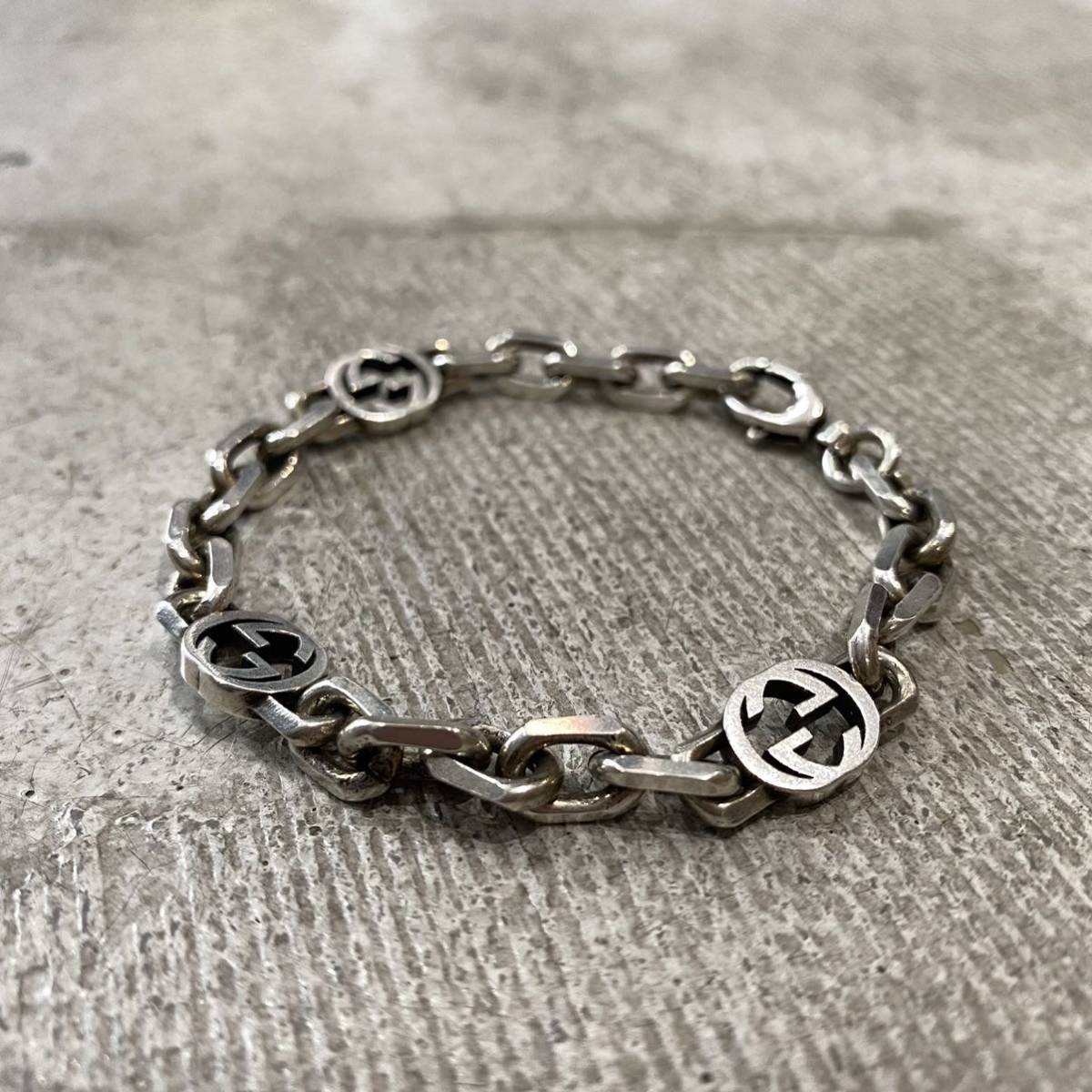 名作 GUCCI グッチ インターロッキングG AG 925 シルバー ブレスレット