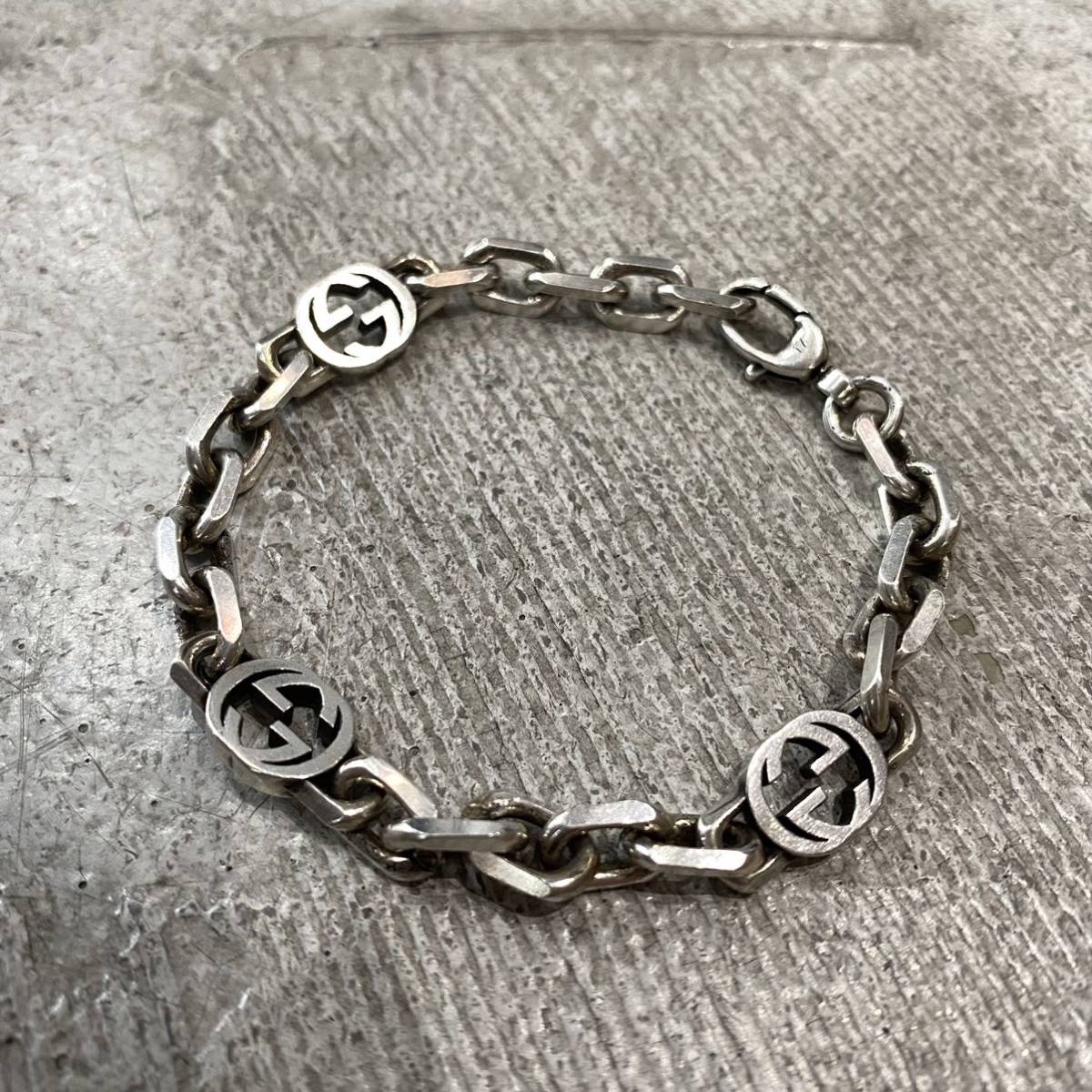 名作 GUCCI グッチ インターロッキングG AG 925 シルバー ブレスレット