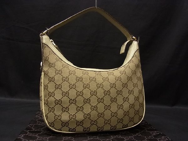 1円 GUCCI グッチ 154395 482794 GGキャンバス×レザー ワンハンドル
