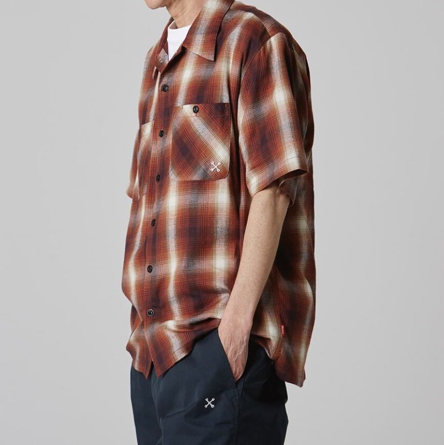 BLUCO/ブルコ オンブレ半袖ワークシャツ　ブラウン　L ブルコ BLUCO BLUCO&frasl;ブルコ 143-21-004 黄茶 BLUCOブルコ
