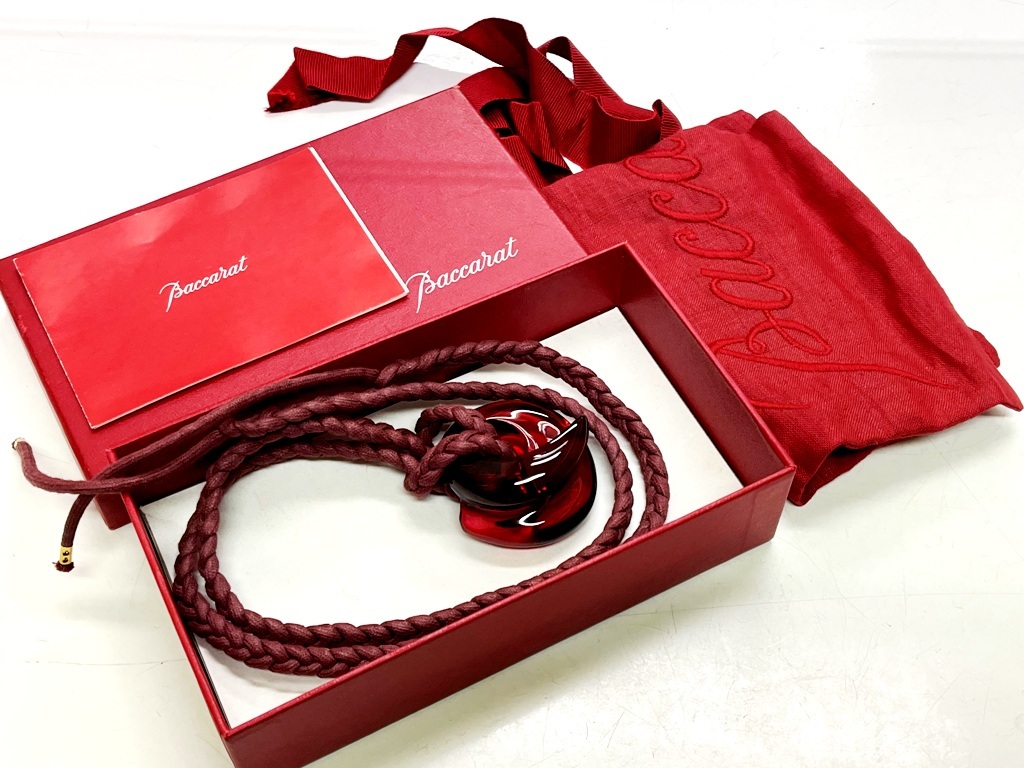☆美品 Baccarat/バカラ ネックレス クリスタル 赤 クリアレッド