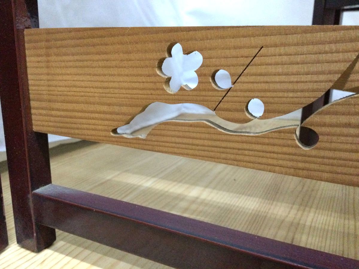 高級御簾屏風 屏風 工芸品 間仕切り 和室 和風 彫り 鳥 梅 4連 