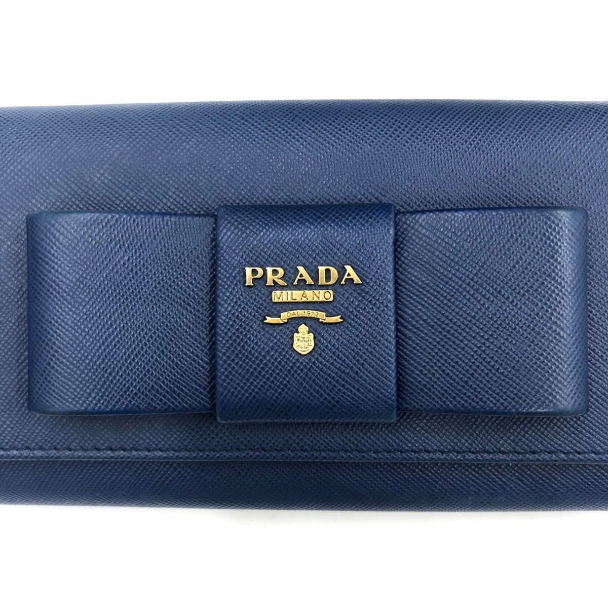 1円〜 最高級 極美品 PRADA プラダ 長財布 フラップ メタルロゴ