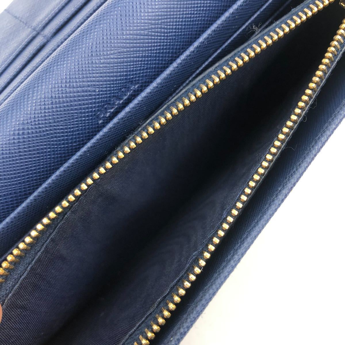 1円〜 最高級 極美品 PRADA プラダ 長財布 フラップ メタルロゴ