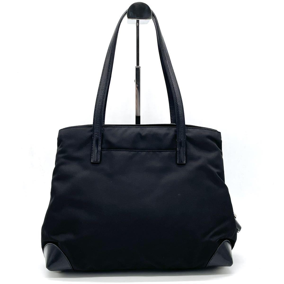 極美品 PRADA プラダ トートバッグ ポコノナイロン サフィアーノレザー 