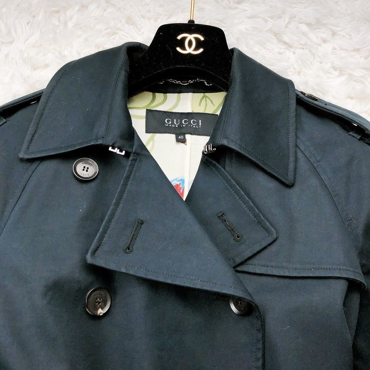 グッチ 【完全体】 GUCCI トレンチコート 花柄 フラワー ボタニカル柄