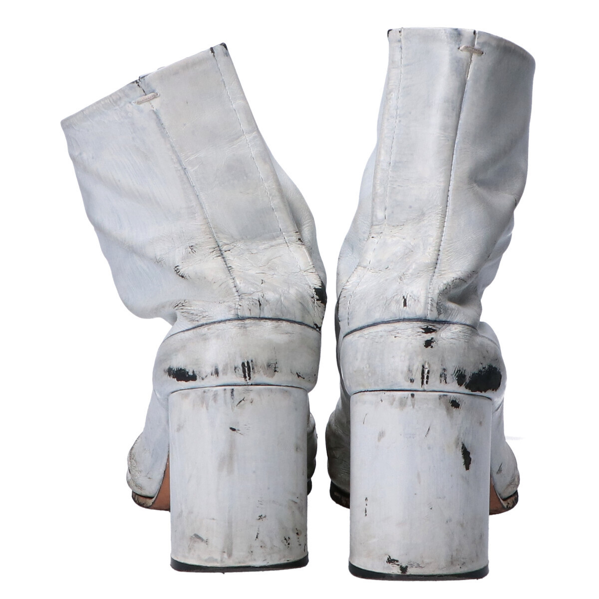 メゾンマルジェラ　足袋ブーツ　ペイント加工　ホワイト　サイズ43 1円 Maison Margiela メゾンマルジェラ 22 ペイント レザー足袋ブーツ