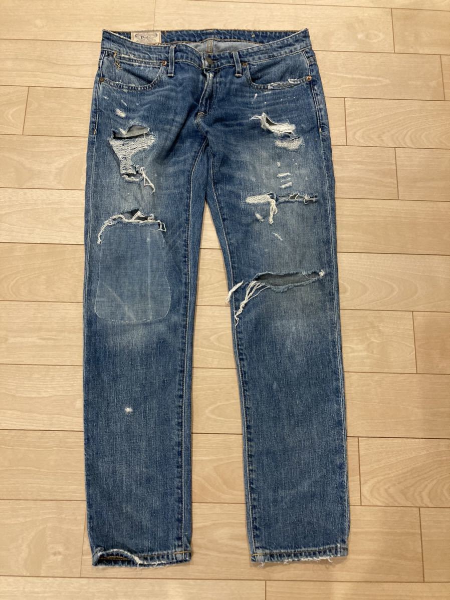 【新作入荷，大人気】 ポロラルフローレン ASTOR BOYFRIEND ダメージ＆ペイント加工ボーイフレンドデニムパンツ 26(パンツ、スラックス)｜売買されたオークション情報、yahooの商品情報をアーカイブ公開 - オークファ 女性用