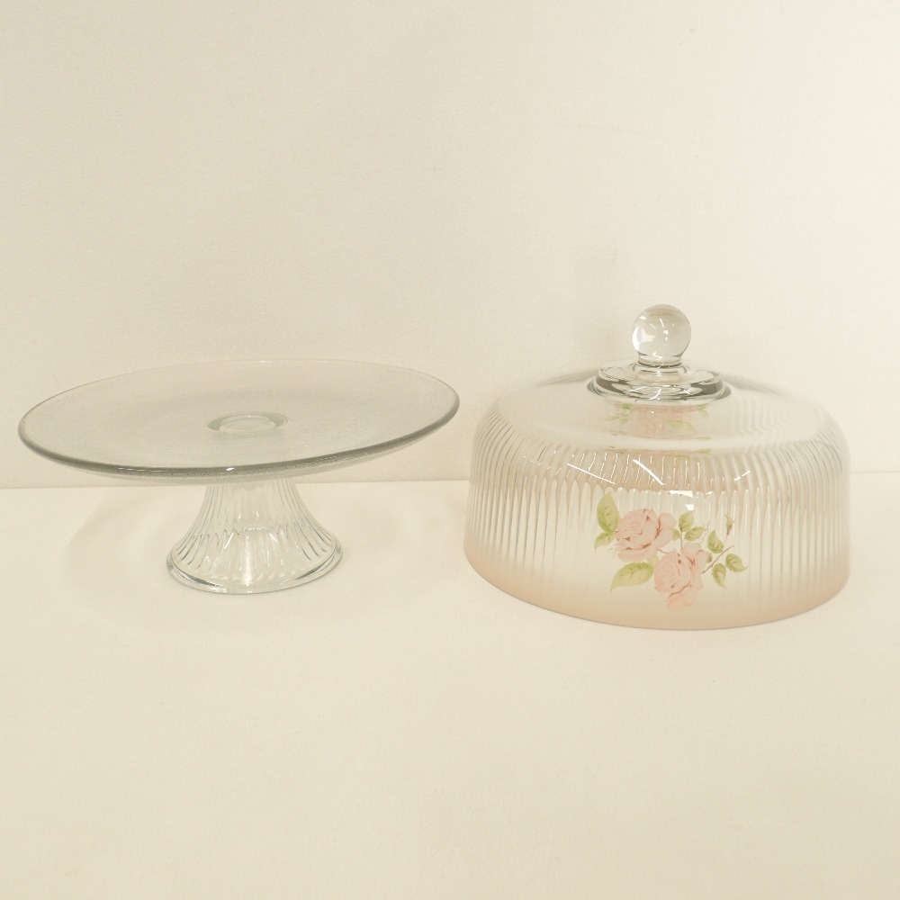 美品/1円】 Imane イマン ダイアナローズ ケーキドーム 食器 クリア